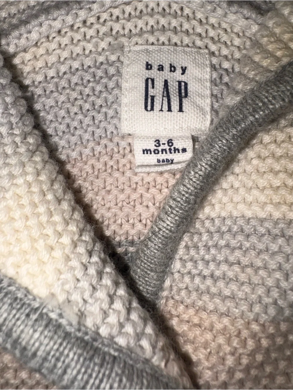 BabyGap Striped Bear Ear Unisex Cardigan 3-6 months